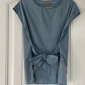 Vera Moda | Chambray Tie Waist Capped Sleeve Shirt/Blouse